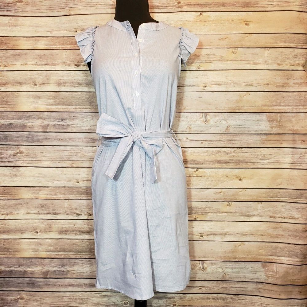 Gibson Womens Flemenco Ruffle Trim Striped Dress Size petite XS